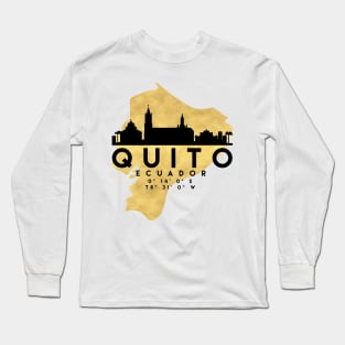 Quito Ecuador Skyline Map Art Long Sleeve T-Shirt